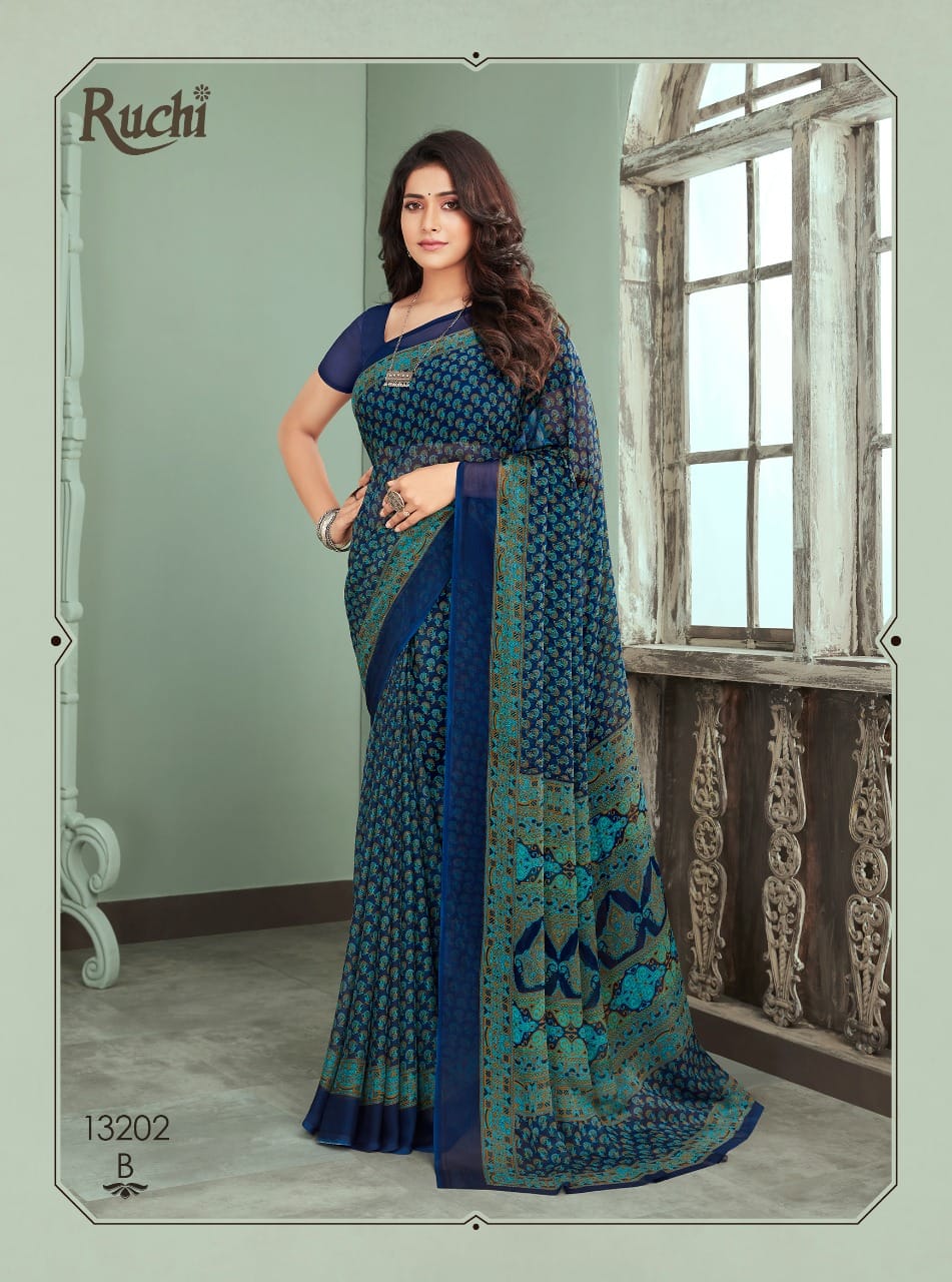 Ruchi Star Chiffon 68th Edition Casual Dily Wear Chiffon Printed Saree Collection